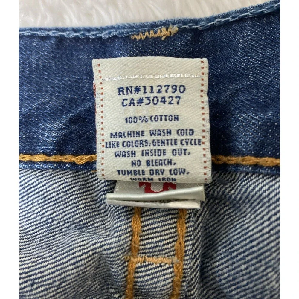 True Religion Denim Jeans Size 30 Straight Blue Stitched Western Cowboy Cotton